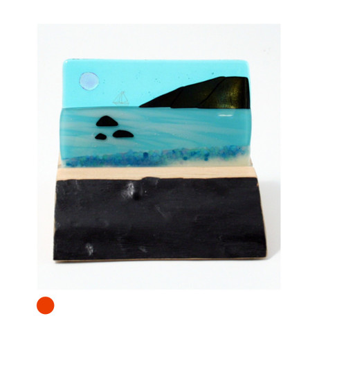 Mini Fused Glass Seascape Panel in Ash by Harmonies in Wood SOLD 