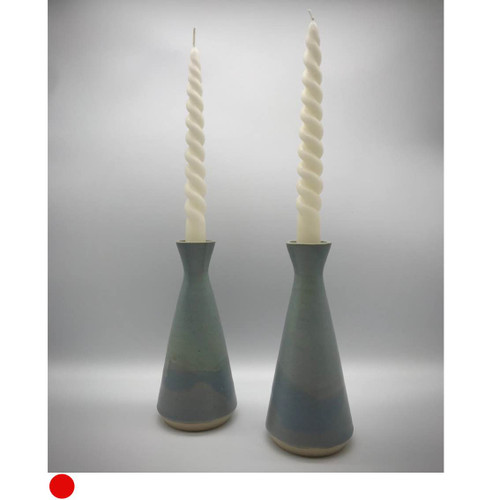 Teal Glaze Candle Stick Pair by Jay Frazer SOLD