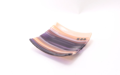 Medium Sushi Dish in Purple Fused Glass by Harmonies in Wood
