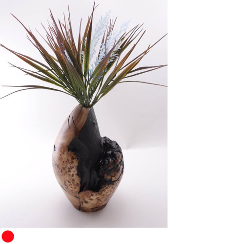 Burr Elm Pod Vase with Smoked Carved Band Edges and Detailing by Harmonies in Wood SOLD
