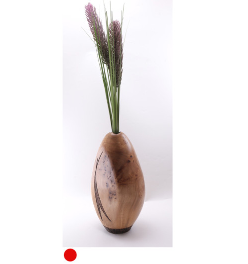 Burr Elm Vase Pod with Smoked Carved Band Detailing and Edges by Harmonies in Wood SOLD