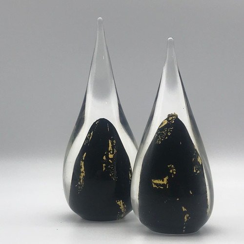 Small Black & Gold Leaf Glass Droplet by Elin Isaksson SOLD