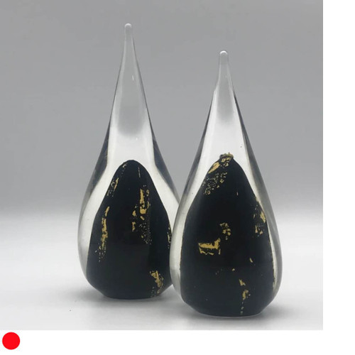 Small Black & Gold Leaf Glass Droplet by Elin Isaksson SOLD