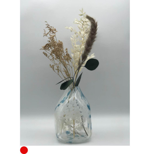 Small Glass Vase in Dappled White and Blue by Elin Isaksson SOLD