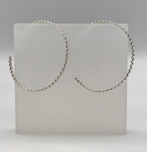 Flat Notches Large Hoop Earrings in Silver by Iona Hall SOLD