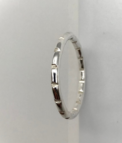 Notches Silver Ring, Size N by Iona Hall SOLD