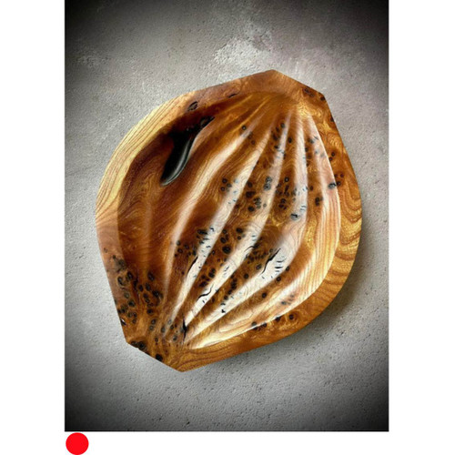 'Walnut Shell' Carved Burr Elm Dish by Kenny Woods SOLD