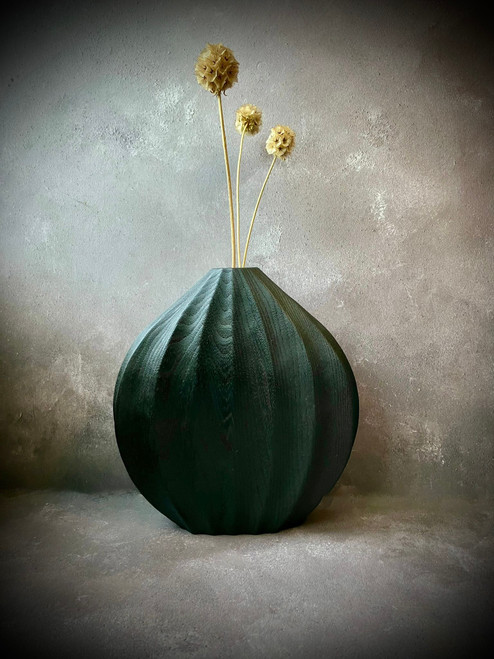 Charred 'Bud' Vase with Dried Pincushions by Kenny Woods SOLD