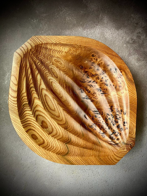 'Walnut Shell' Burr Elm Dish by Kenny Woods SOLD