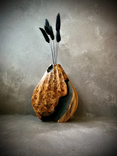 Burr Elm 'Bud' Vase with Charred Detail by Kenny Woods SOLD