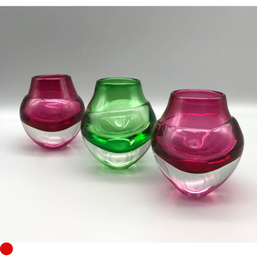 Liquid Ice Glass Candle Holder in Pink by Elin Isaksson SOLD