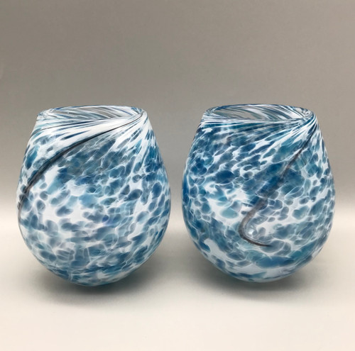 Snow Candle Holder in White and Blue by  Elin Isaksson