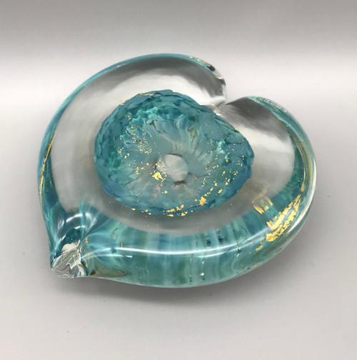 Glass Heart in Turquoise and Gold by Elin Isaksson SOLD