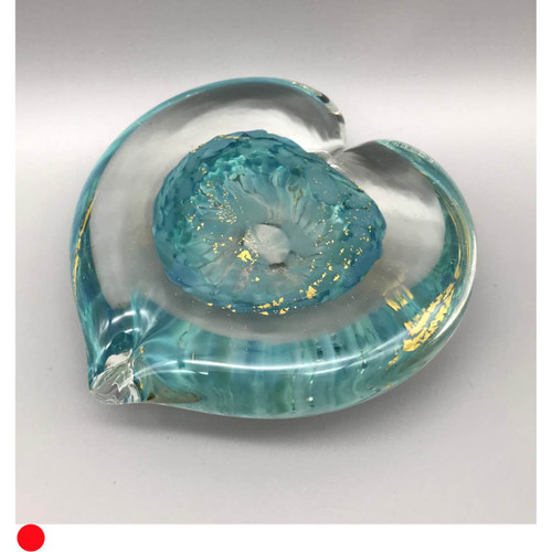 Glass Heart in Turquoise and Gold by Elin Isaksson SOLD