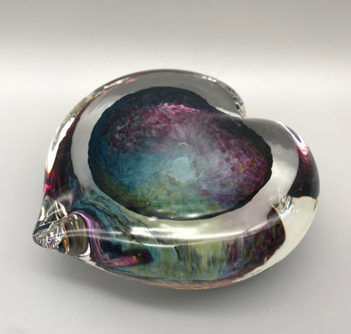 Glass Ruby, Amber and Blue Heart by Elin Isaksson SOLD