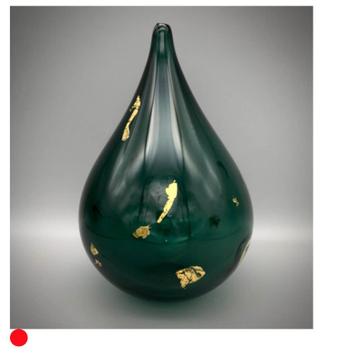 Large Dew Drop in Steel-Green and Gold by Elin Isaksson