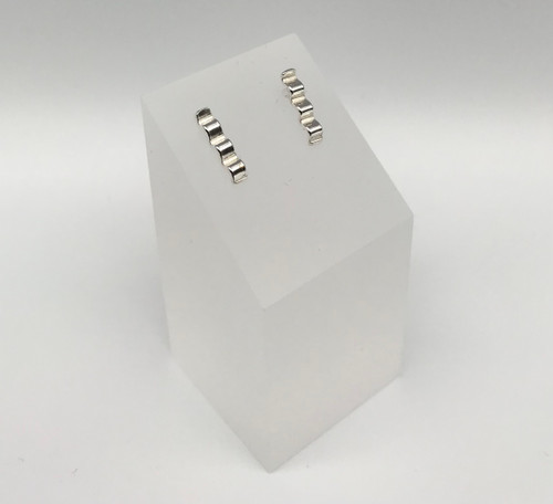 Short Flat Ripple Stud Earrings in Silver by Iona Hall
