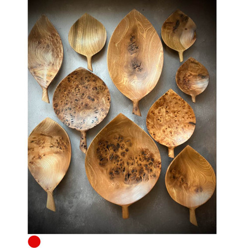 Small Narrow 'Leaf Bowl' Hand-Carved in Burr Elm by Kenny Woods SOLD