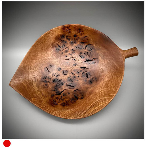 'Leaf Bowl' Hand-Carved Burr Elm Dish by Kenny Woods SOLD