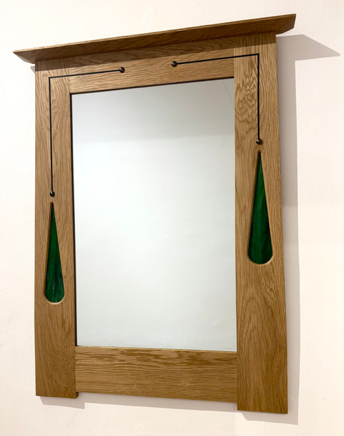 Portrait Mirror with Green Teardrops and Studs by Archie McDonald SOLD