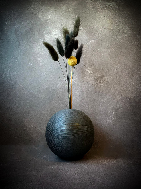 Charred Wood 'Sphere Bud Vase' by Kenny Wood