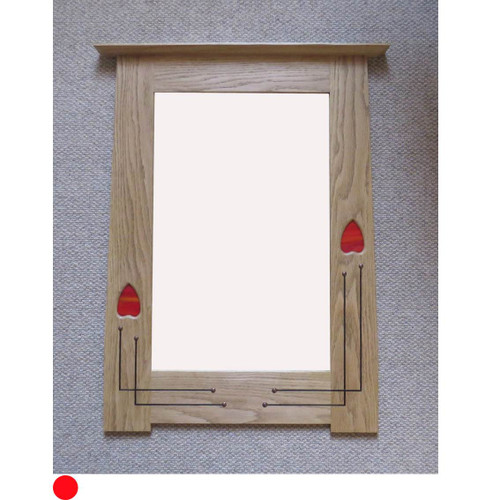 Portrait Mirror with Red Glass Inlays and Studs by Archie McDonald SOLD