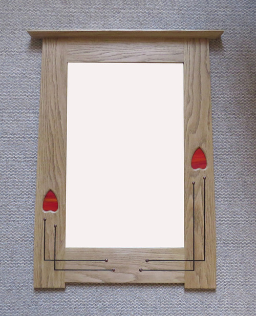 Portrait Mirror with Red Glass Inlays and Studs by Archie McDonald SOLD