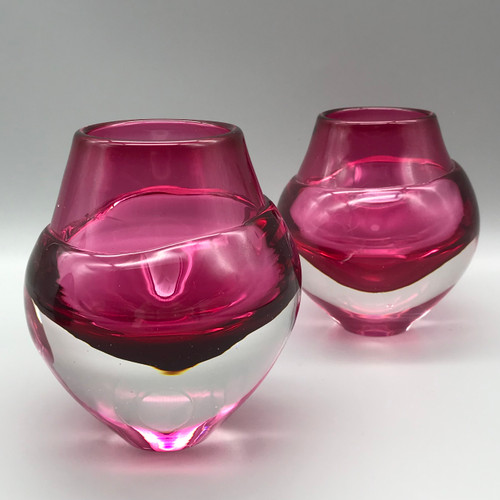 Pink Coloured Glass Liquid Ice Candle Holder by Elin Isaksson