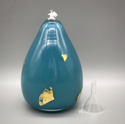 Opaque Teal & Gold Oil Lamp by Elin Isaksson SOLD