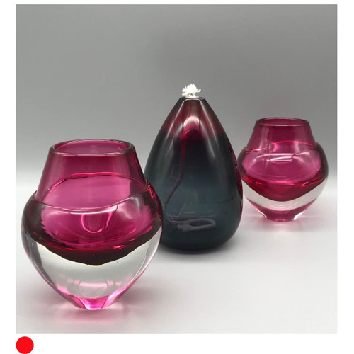 Liquid Ice Candle Holder in Pink Glass by Elin Isaksson SOLD