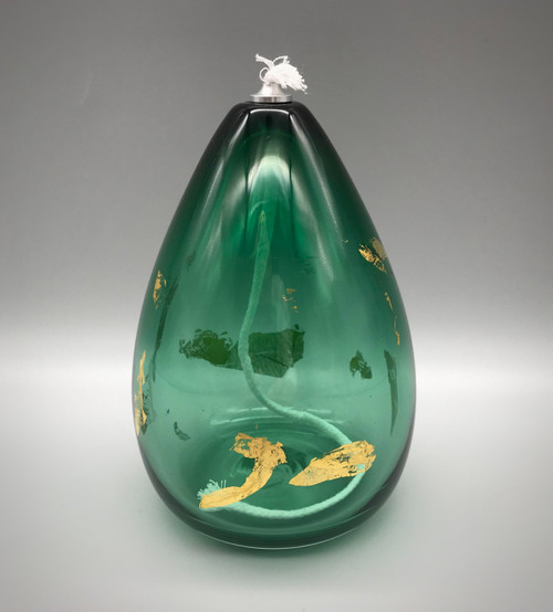 Transparent Bristol Green & Gold Oil Lamp by Elin Isaksson SOLD