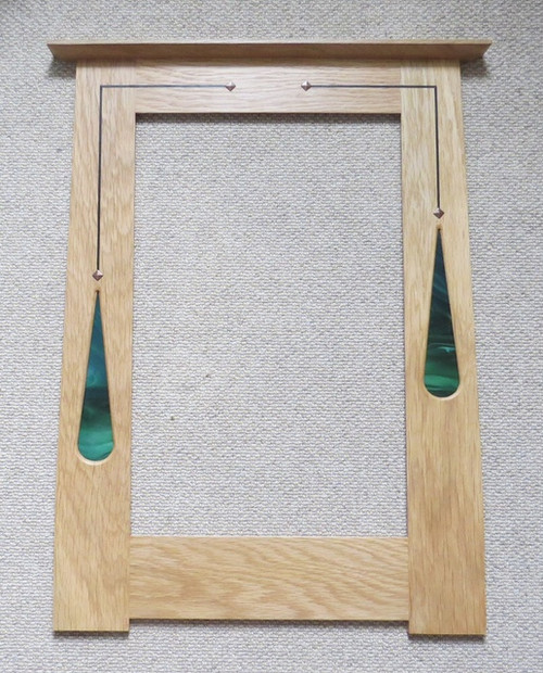 Portrait Mirror with Green Teardrops and Copper Studs by Archie McDonald SOLD