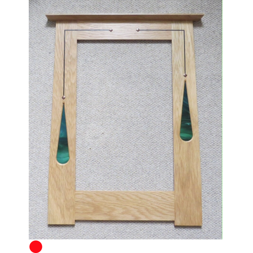 Portrait Mirror with Green Teardrops and Copper Studs by Archie McDonald SOLD