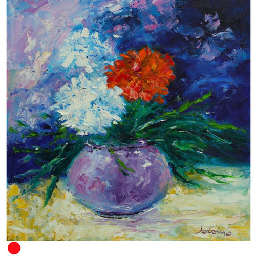 Beautiful Flowers in a Purple Bowl by Jolomo SOLD