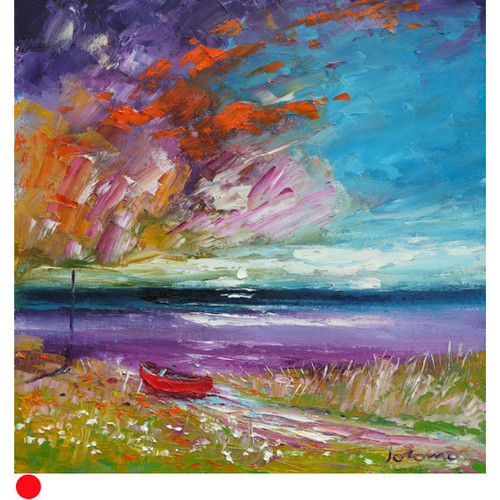 The Red Boat Rain Coming in, Isle of Skye by Jolomo SOLD