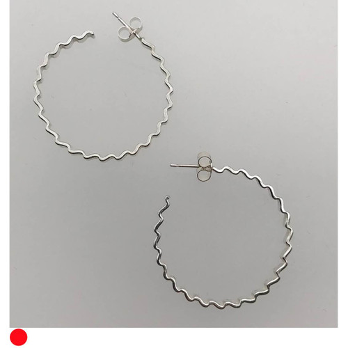 Flat Ripple Small  Silver Hoop Earrings by Iona Hall SOLD