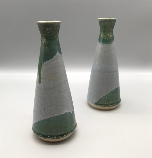 Candle Stick Pair with Teal Glaze by Jay Frazer