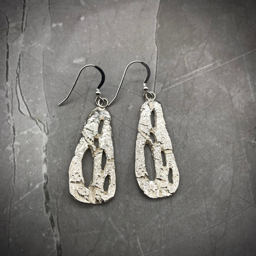 Char Collection Polished Silver Earrings by Iona Lundie