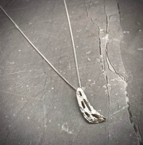 Char Collection Polished Small Silver Pendant Necklace by Iona Lundie