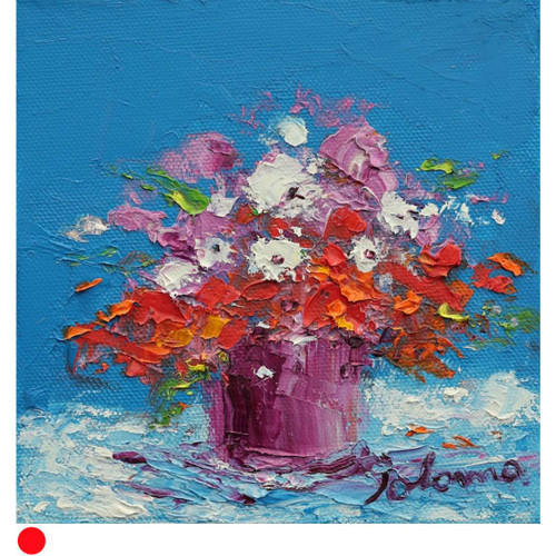 Mixed Flowers in a Purple Vase by Jolomo SOLD