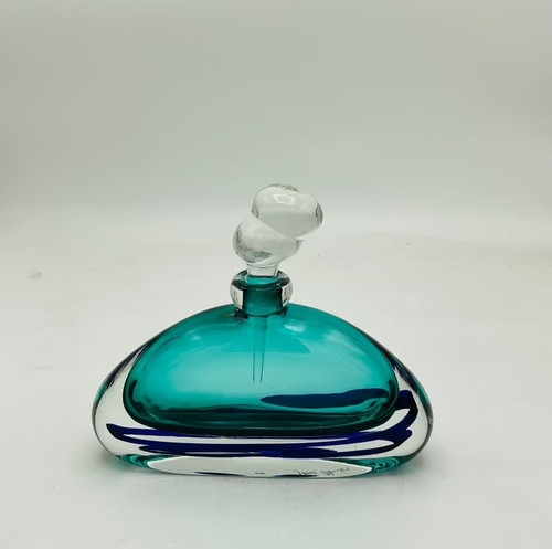 Turquoise Perfume Bottle with 'Puff of Smoke' Stopper by Jane Charles SOLD