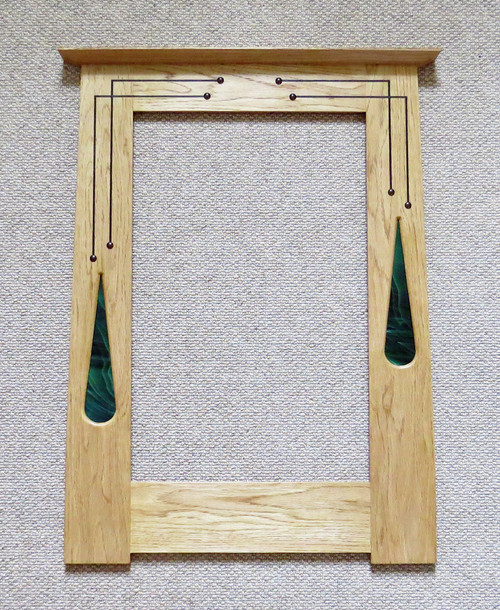 Portrait Mirror with Dark Green Glass Inlay and Copper Studs - Archie McDonald