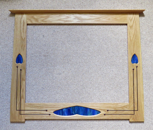 Landscape Mirror with Dark Blue Fused Glass and Studs by Archie McDonald