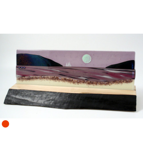 Fused Glass Seascape in Purple by Harmonies in Wood SOLD