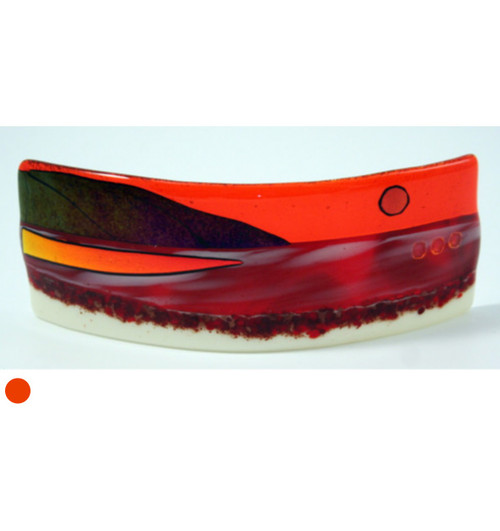  Small Horizon Panel in Red Fused Glass by Harmonies in Wood SOLD