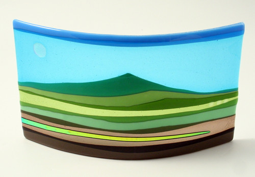 Large Fused Glass Horizon Panel  Landscape by Harmonies in Wood SOLD