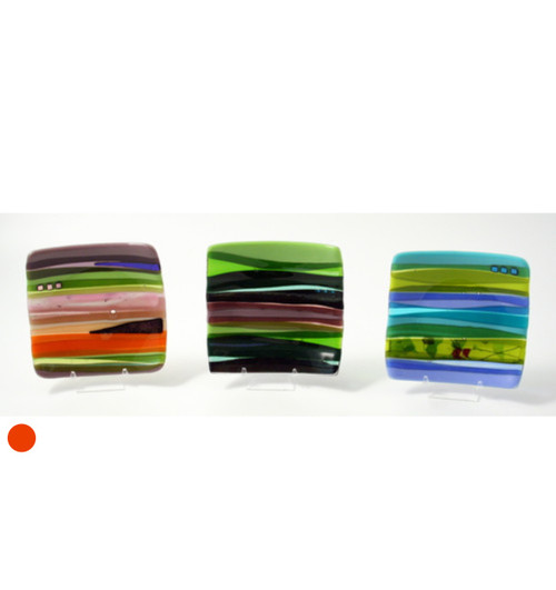 Fused Glass Medium Sushi Dish in Blue and Green by Harmonies in Wood SOLD
