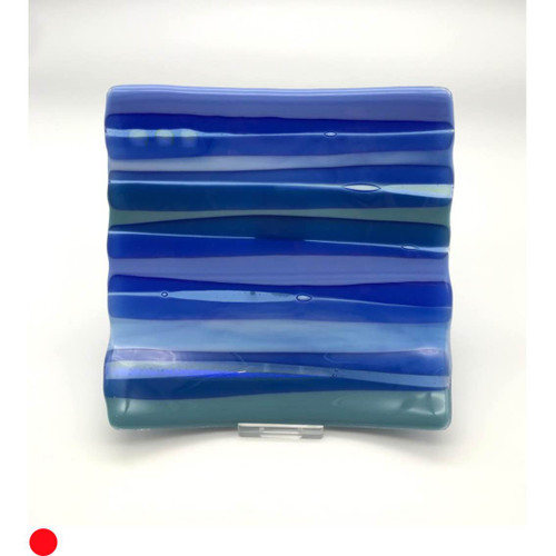 Fused Glass Medium Sushi Dish in Blue by Harmonies in Wood SOLD