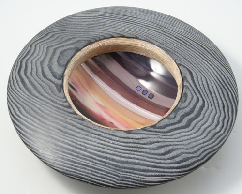 Ash Medium Wide Rimmed Fused Purple Glass Bowl with  by Harmonies in Wood