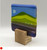 Small Blockscape Sculpture of Landscape Panel Made with Blue, Green & Purple Fused Glass by Harmonies in Wood SOLD